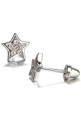 good-looking star cubic zirconia silver baby earrings